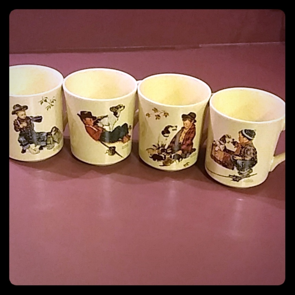 Norman Rockwell set of 4 coffee cups